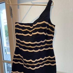 One shoulder navy blue Lilly Pulitzer dress